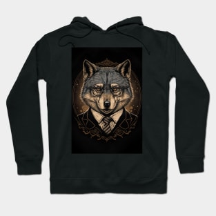 Handsome Wolf portrait with Glasses Hoodie